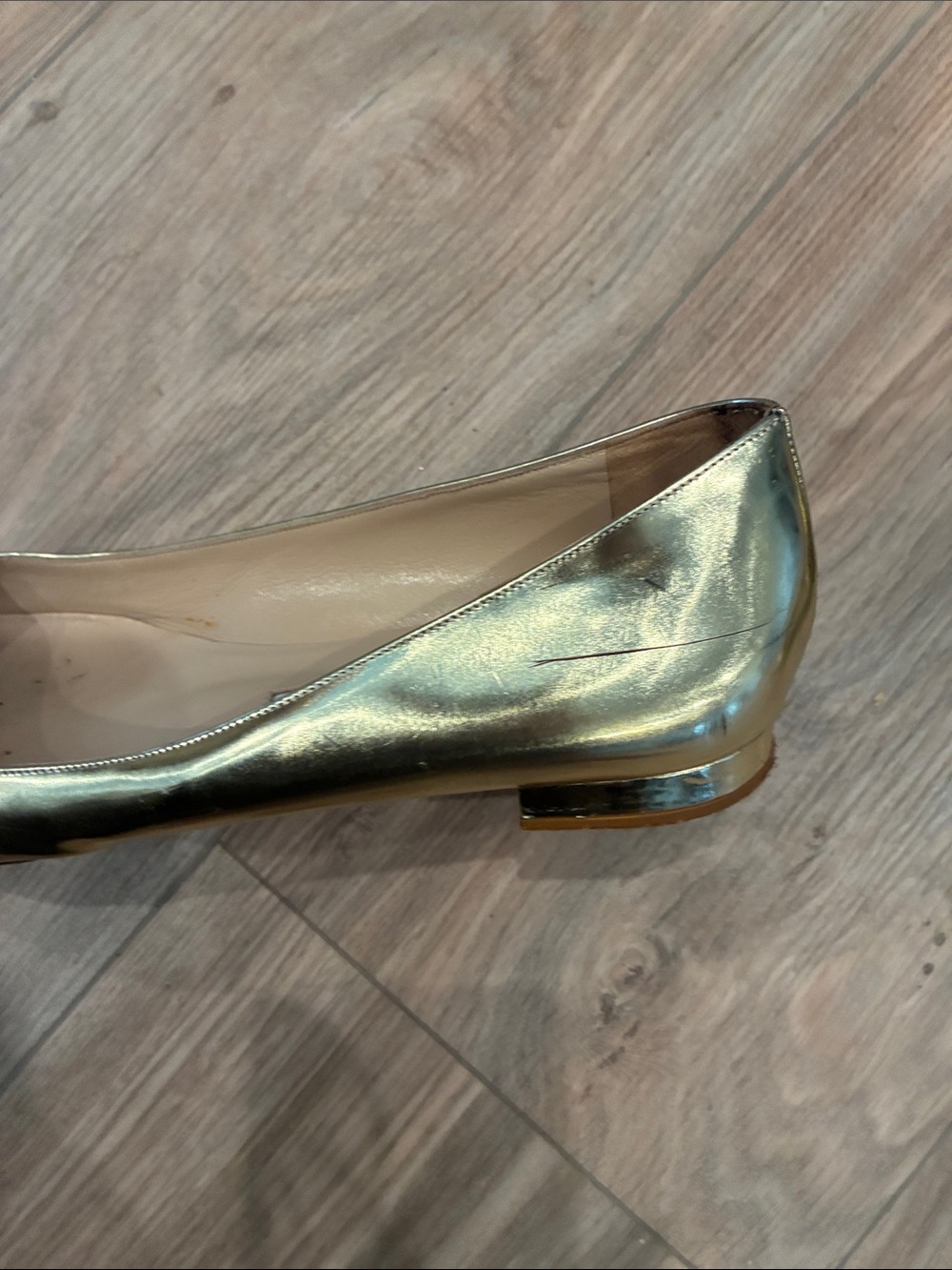 Manolo Blahnik Metallic Gold Pointed Ballet Flats SIZE 8 - Picture 3 of 6